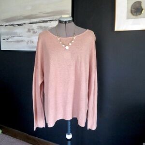 Eileen Fisher Woven Organic Linen Cotton Long Sleeve Top Dusty Pink Size L